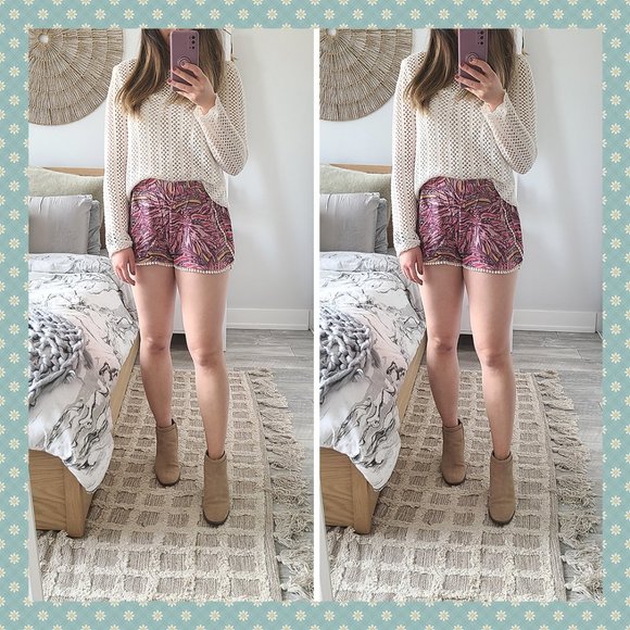 Mossimo Pink Printed Pom‎ Pom Shorts - Picture 1 of 5